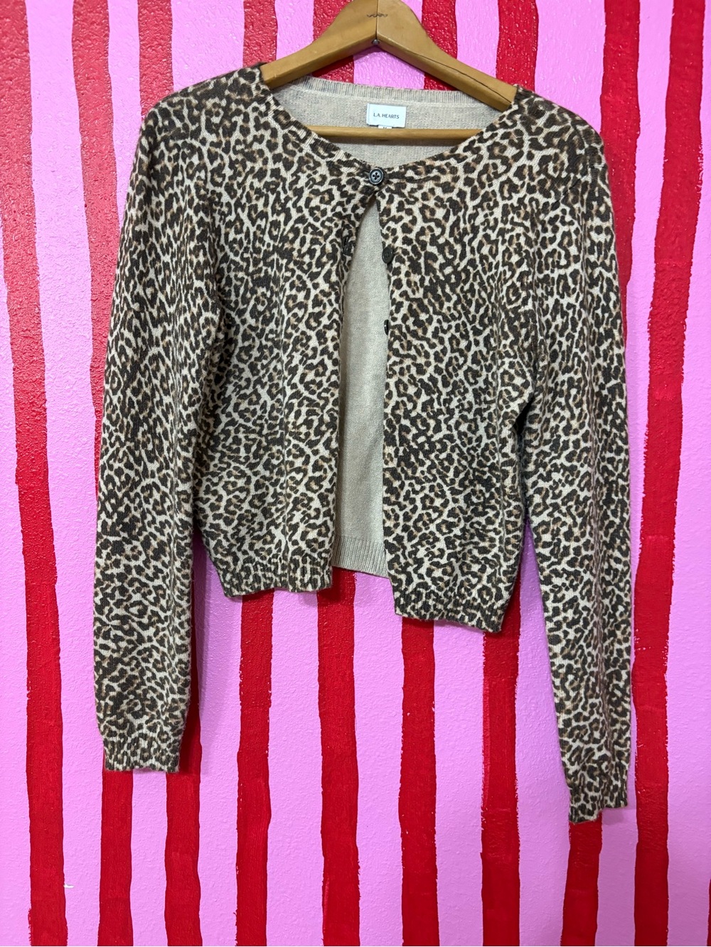 La Hearts Brown Leopard Print Cardigan